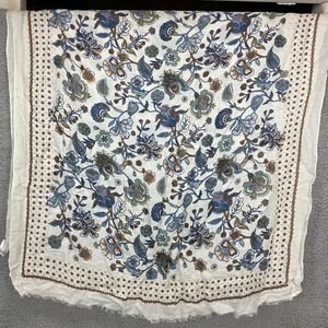 Altea Milano Scarf Womens Blue Floral Modal Cotton Cashmere Made in Italy
